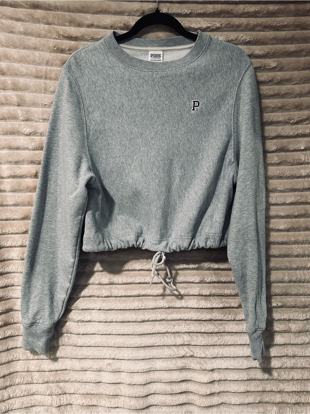 Victoria's Secret Gray Cropped Drawstring Sweatshirt